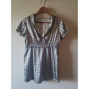 SO Wear it Declare It blouse w/ empire waist & queen of hearts pattern - Small